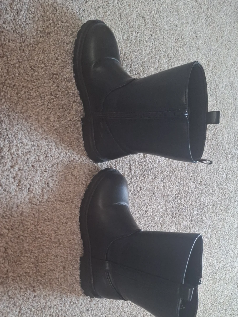 Toddler Girls Classic Black Mid-Calf Leather Boots